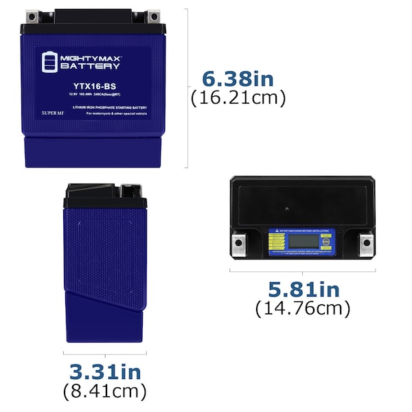YTX16-BS Lithium Replacement Battery Compatible With Suzuki VL1500 Intruder C90 T 98-09